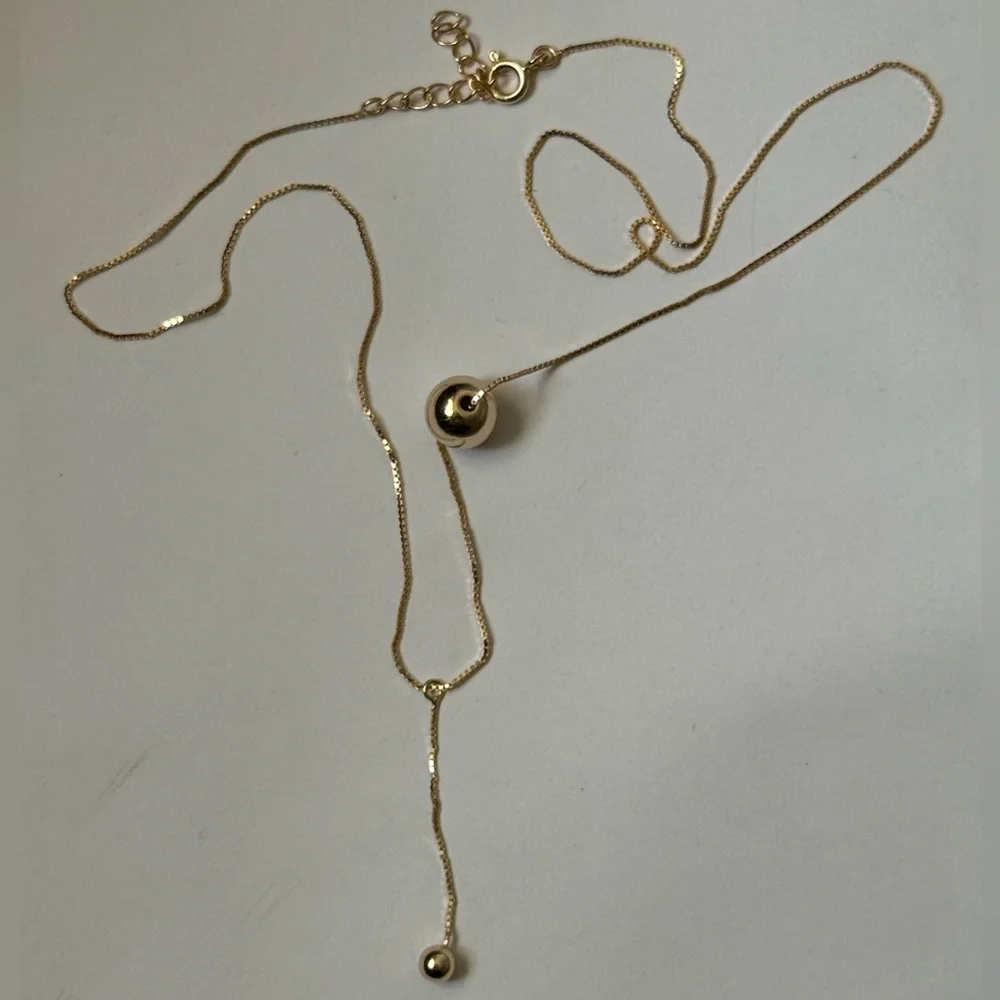925 Silver bead balls chain necklace 18k yellow gold plated trendy trending